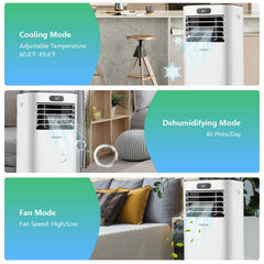 8000 BTU 3-in-1 Portable Air Conditioner with Remote Control, White, Cools 230 sq ft