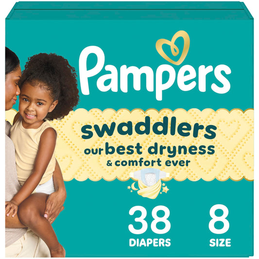 Pampers Swaddlers Diapers, Size 8, Ultra Absorbent Disposable Infant Diaper, 1 Pack (Count of 38)