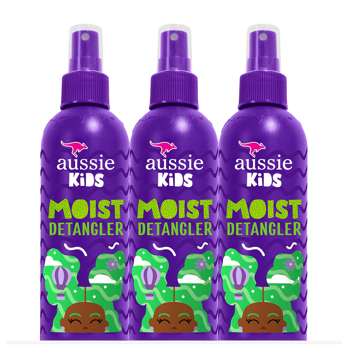 Aussie Kids Moist Sulfate Free Detangler for Kids, Paraben Free, 708 mL Total (3 Count of 236 mL Each)