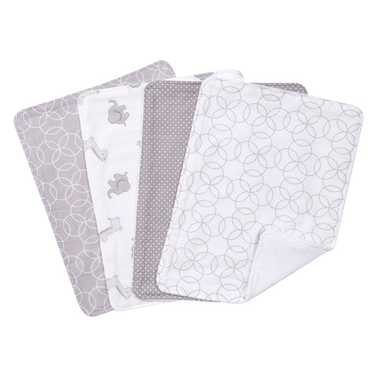 Trend Lab Circles 4 Piece Burp Cloth Set, Gray/White