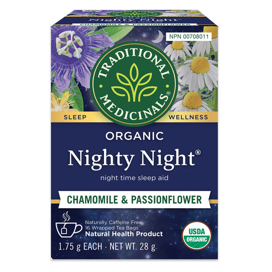 Traditional Medicinals - Organic Nighty Night Herbal Tea (Pack of 1) - Natural Sleep Aid containing Passionflower and Chamomile - 16 Tea Bags Total