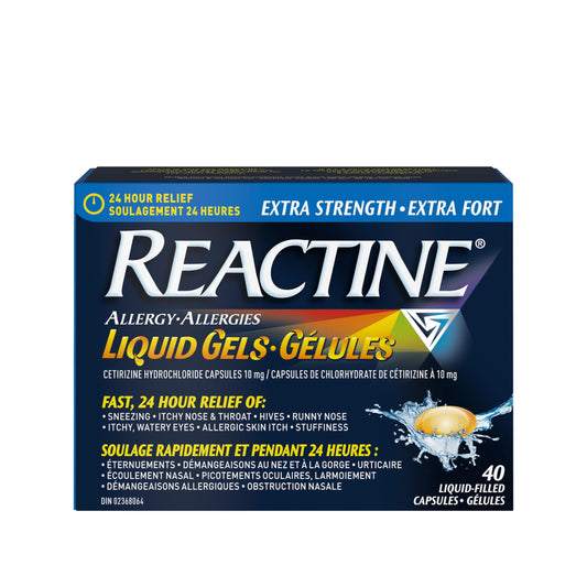 Reactine Extra Strength Liquid Gel Allergy Pills - 10mg Cetirizine Hydrochloride - 24-Hour Relief from Indoor & Outdoor Allergy symptoms - Antihistamine for Sneezing, Runny Nose & Itchy Eyes - 40 Count