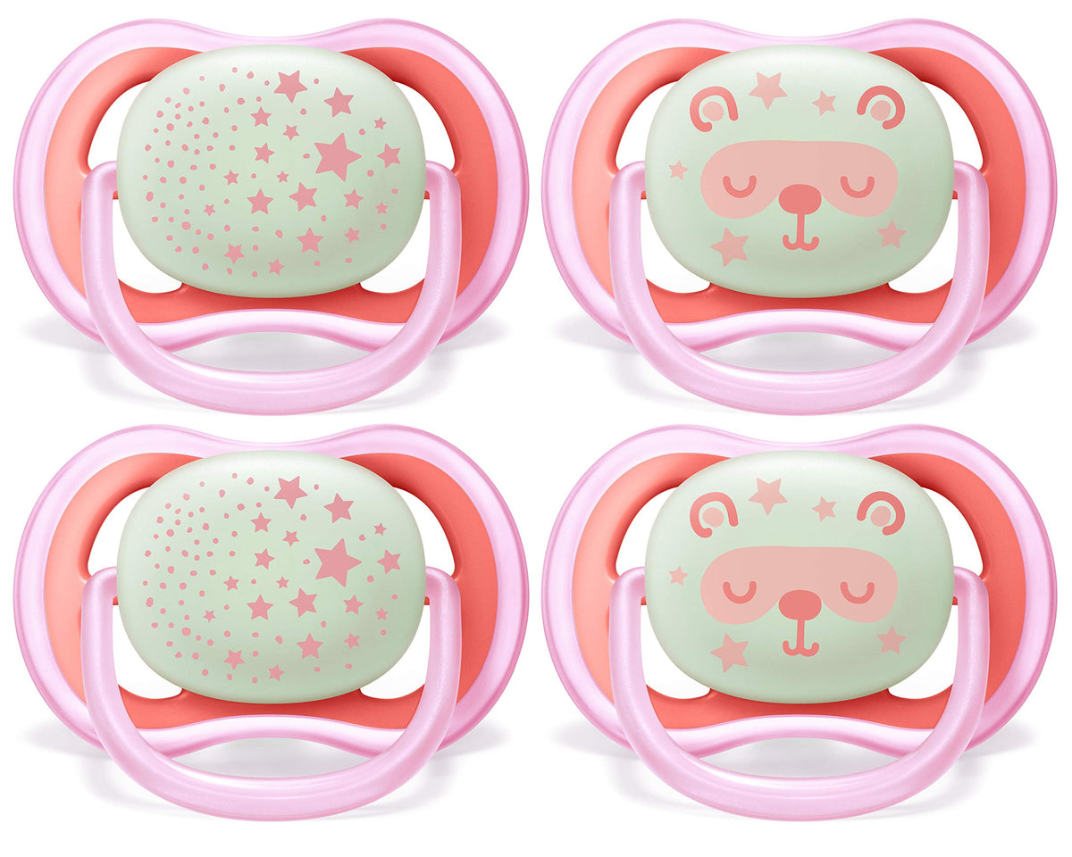 Philips Avent Ultra Air Nighttime Pacifier 6-18m, pink, 4 pack, SCF376/44