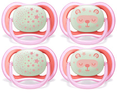 Philips Avent Ultra Air Nighttime Pacifier 6-18m, pink, 4 pack, SCF376/44