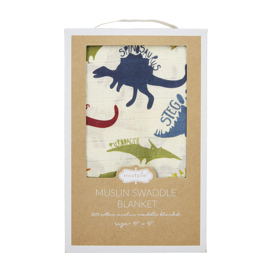 Mud Pie Muslin Swaddle Blanket, Dino