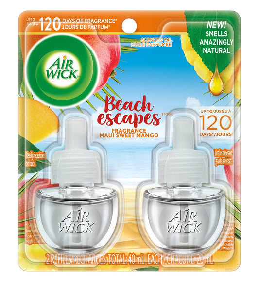 Airwick Scented Oil Refill, Maui Sweet Mango, Infused with Natural Essential Oils(2x40ml)