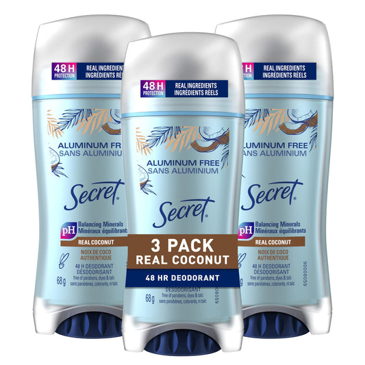 Secret Aluminum Free Deodorant for Women, Coconut, 68g (Pack of 3)