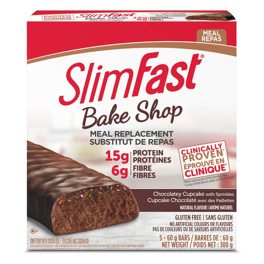 SlimFast Bake Shop Meal Replacement Bars, Chocolatey Cupcake, 300g