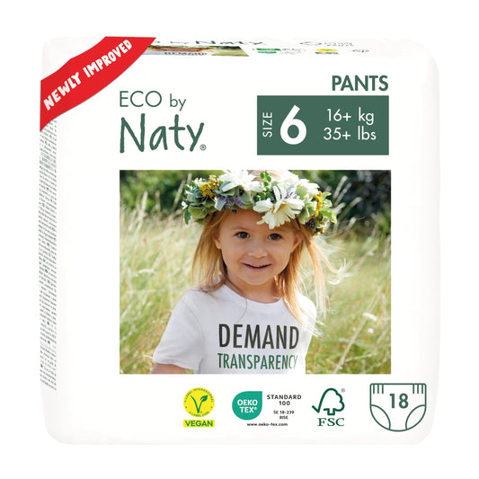 Naty Pull Ups - Hypoallergenic and Chemical-Free Training Pants, Highly Absorbent and Eco Friendly Pull Ups for Boys and Girls - Size (6) 4T-5T (35+ lbs) – 18 Count