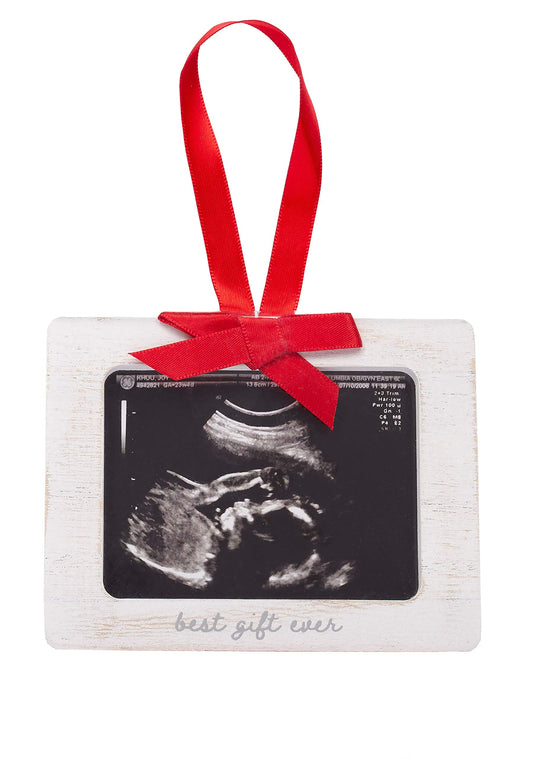 Pearhead Sonogram Picture Ornament, Baby Ornament, Gift for Expecting Parents, Ultrasound Photo Frame, Holiday Pregnancy Announcement Gift, Rustic Christmas