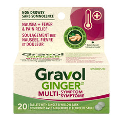 Gravol Ginger Multi-Symptom Tablet, Made in Canada, Fever & Pain Relief