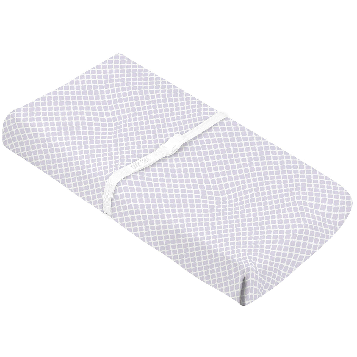 Kushies Baby 100% Breathable Cotton Flannel Contoured Changing Pad Cover with Slits for Safety Straps, 17" x 33" Lilac Lattice