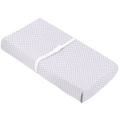 Kushies Baby 100% Breathable Cotton Flannel Contoured Changing Pad Cover with Slits for Safety Straps, 17" x 33" Lilac Lattice