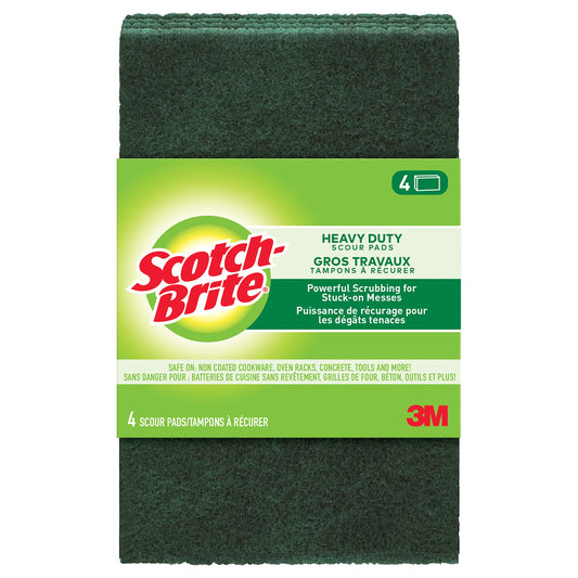 Scotch-Brite Scour Pad, 4 Pack, Heavy Duty, Garage/Outdoor/Kitchen Scrub Pad