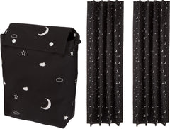 Amazon Basics Portable Window Blackout Curtain Shade with Suction Cups for Travel, Kids, and Baby Nursery - 127cm W x 198.12cm L, Moon & Stars - 2-Pack