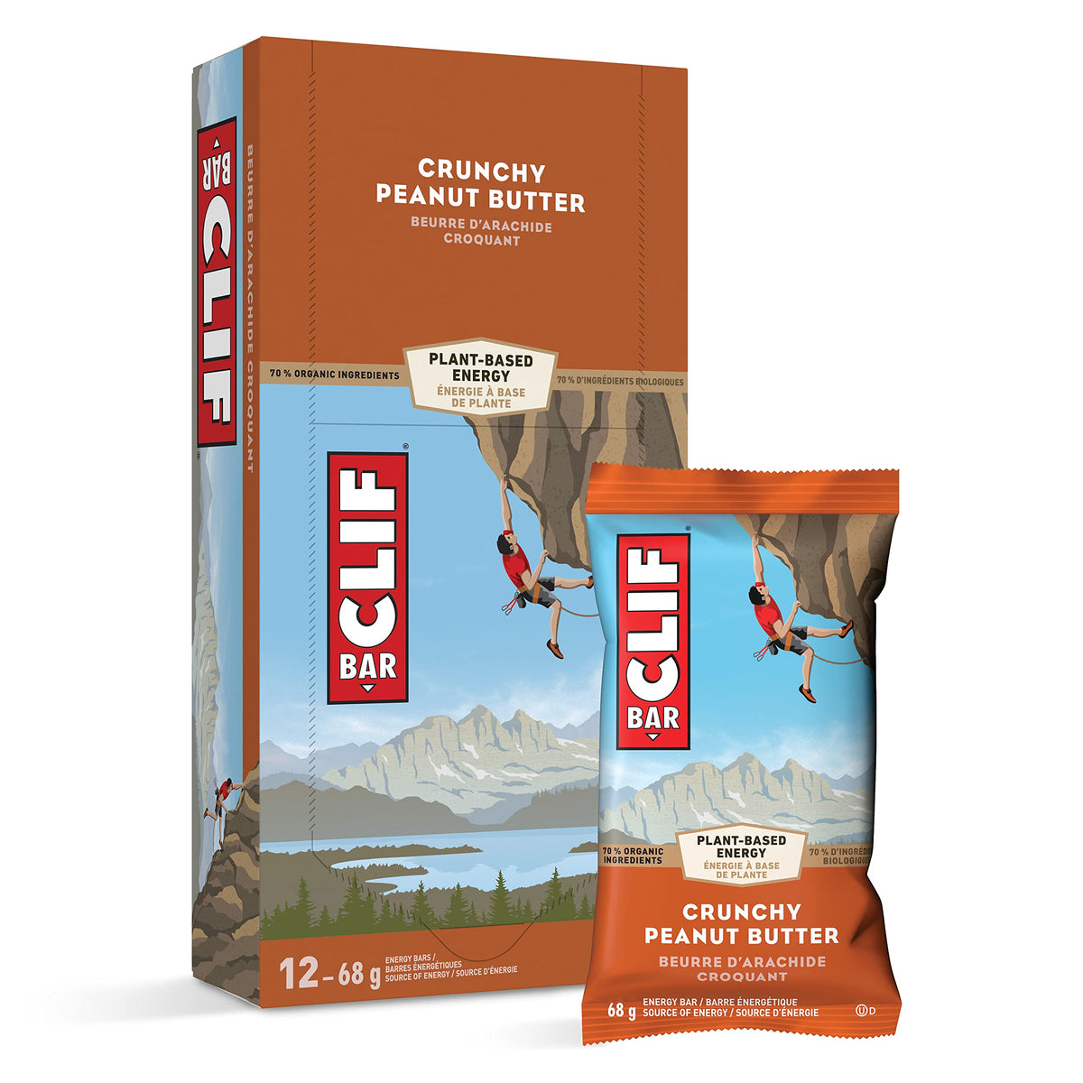 CLIF BAR - Energy Bars - Crunchy Peanut Butter - (68 Gram Protein Bars, 12 Count) Packaging May Vary