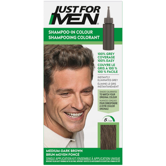 Just For Men Shampoo-In Color, Hair Color for Men with Keratin and Vitamin E for Stronger Hair - Medium-Dark Brown, H-40, Pack of 1