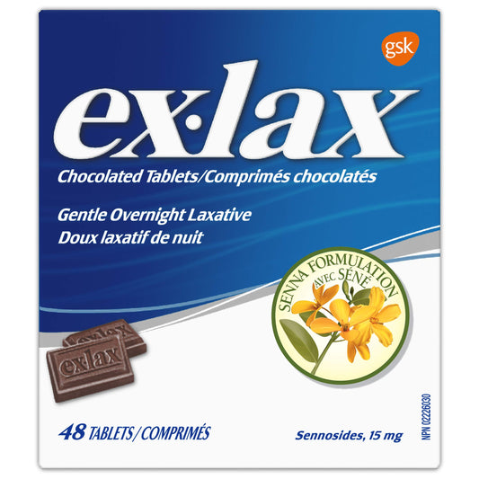 Ex-Lax Gentle Overnight Laxatives for Constipation Relief, 60 Chocolate Tablets