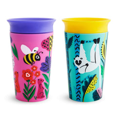 Munchkin Miracle 360˚ Wildlove Sippy Cup, 9 Ounce, Bee/Lemur, 2 Pack