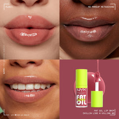 NYX Professional Makeup Lip Gloss, High Shine, Non-Sticky Finish, 12H Hydration, With Squalane, Rapsberry and Cloudberry Oils, Fat Oil Lip Drip, Shade: Chillin' Like a Villain (Cream Pale Dusty Rose)