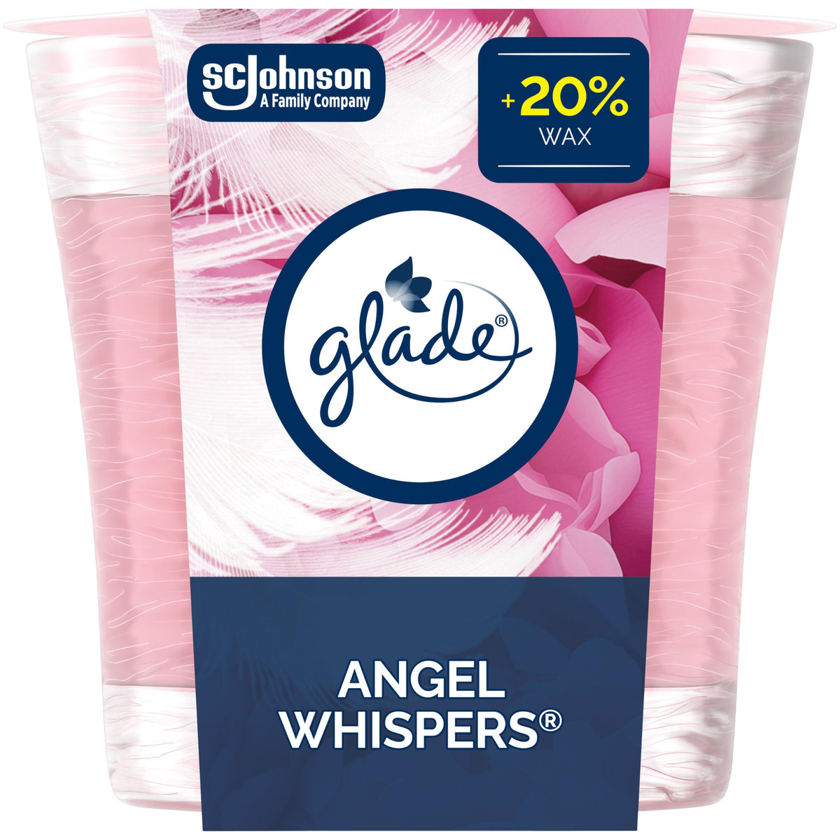 Glade Scented Candle, Aromatherapy Candle Air Freshener Infused with Essential Oils for Home Fragrance, 1-Wick, Angel Whispers