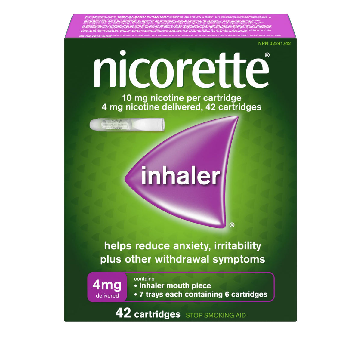 Nicorette Nicotine Inhaler, 4mg Delivered, 42 Cartridges, Quit Smoking Aid and Smoking Cessation Aid