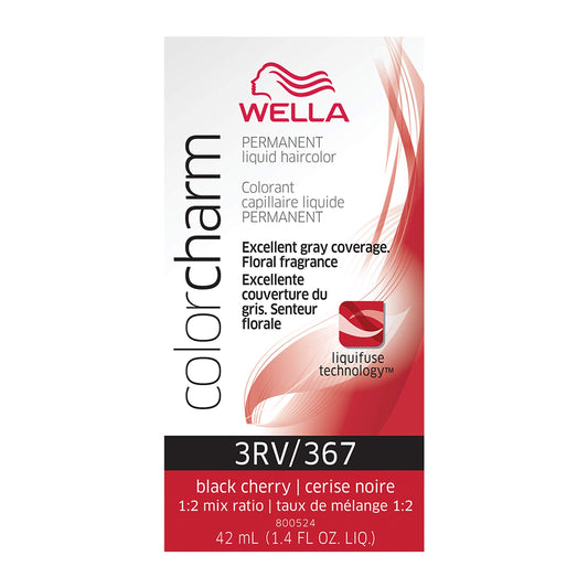 WELLA Color Charm Permanent Liquid Hair Color for Gray Coverage, 3RV Black Cherry