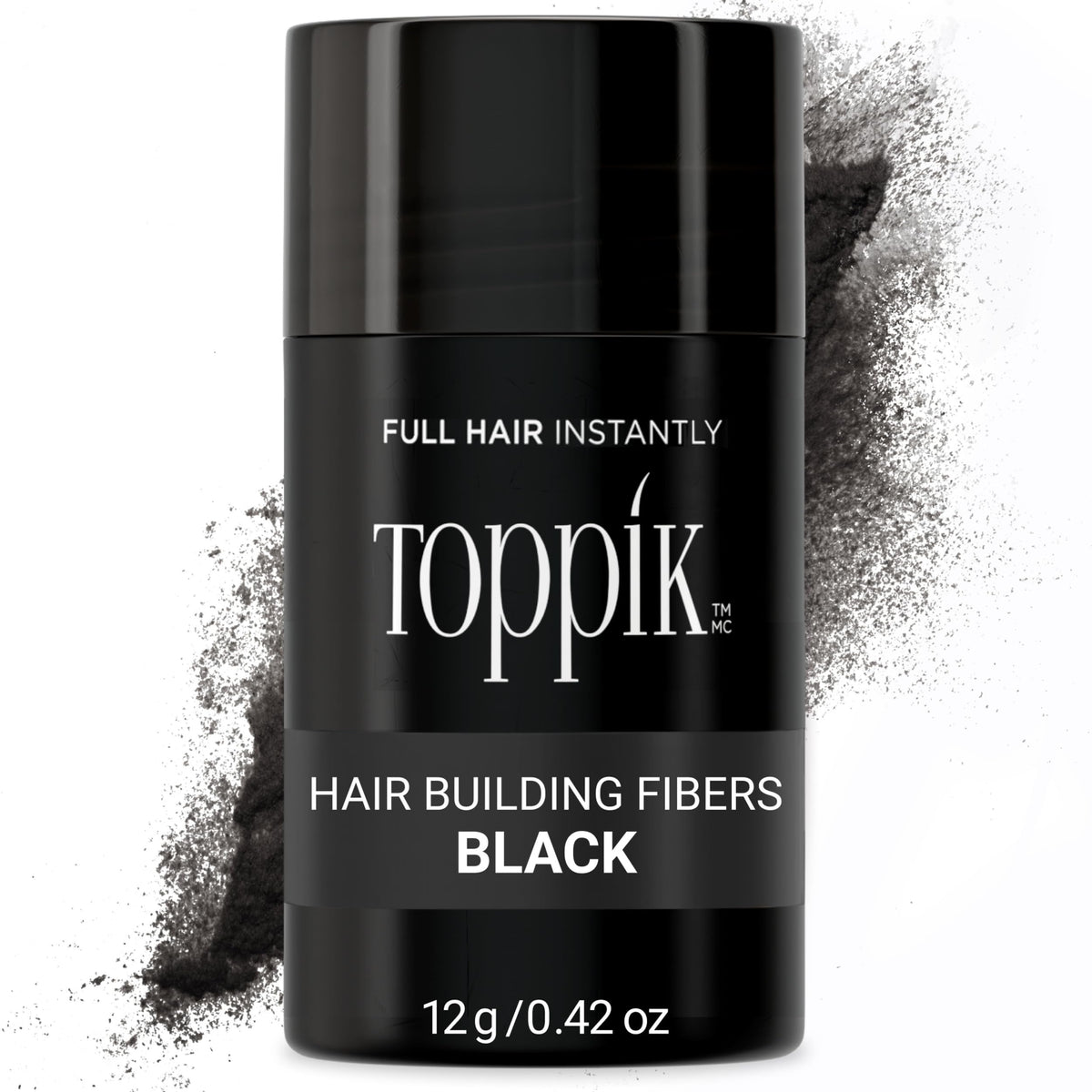 TOPPIK Hair Building Fibers for Instantly Fuller Hair (BLACK), 12 g, Fill In Fine or Thinning Hair, Instantly Thicker Looking Hair, Multiple Shades for Men & Women