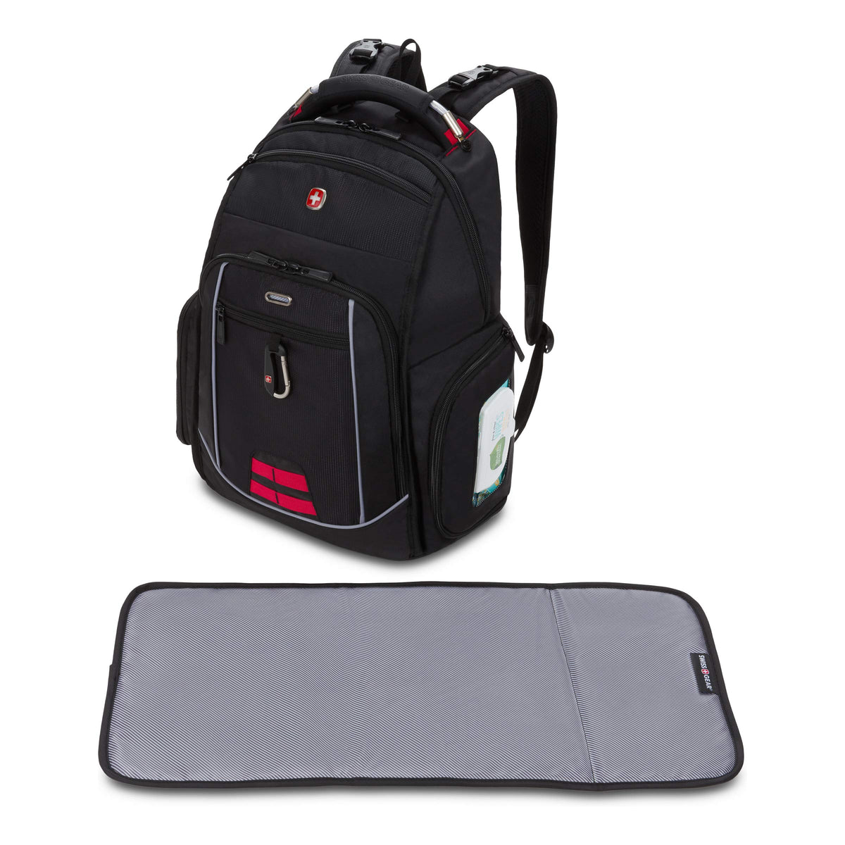 SWISSGEAR Diaper Bag Backpack, Black, 17.5-Inch, Travel Diaper Bag Backpack