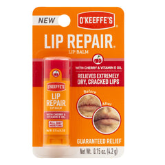 O'Keeffe's Lip Repair Chapstick Stick, Cherry & Vitamin E Oil Lip Balm for Dry Cracked Lips, Guaranteed Relief & All-Day Moisture in 1 Use, Lip Chap, 8 Moisturizing Ingredients, 1 Pack