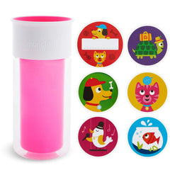 Munchkin® Miracle® 360 Insulated Sippy Cup, Includes Stickers to Customize Cup, 9 Ounce, Pink