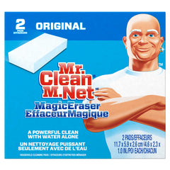 Mr. Clean Magic Erasers Original, Bathroom, Shower, and Oven Cleaner, Cleaning Pads with Durafoam, 2 Count