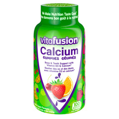 Vitafusion Calcium Adult Vitamin Gummies, Strong Bones and Teeth¹, Prevents Osteoperosis², Muscle Function³,100 Count (1.5-Month Supply), Packaging May Vary