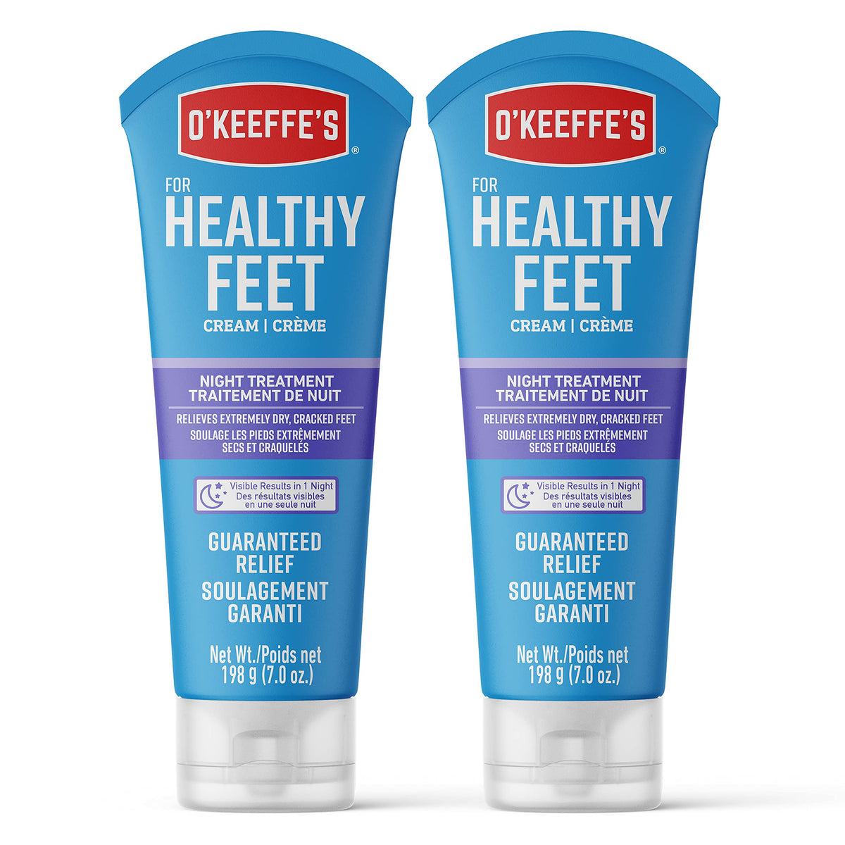 O'Keeffe's Healthy Feet Night Treatment Foot Cream, Restorative Lotion Works While You Sleep, Deep Conditioning Oils, Two 7oz/198g Tubes, (Pack of 2), 107610