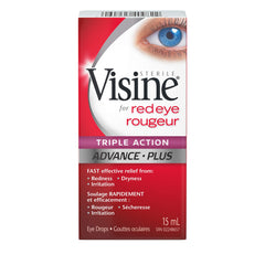 Visine Triple Action Eye Drops - Polyethylene Glycol, Hydrochloride - Dry Eyes, Red Eye, Strained Eyes, Tired Eyes - 15 mL