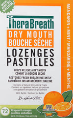 TheraBreath Dry Mouth Lozenges with Added ZINC - Mandarin Mint | Supports & Enhances Your Natural Saliva Production | 72 Count