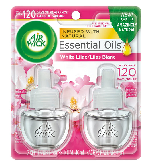 Airwick Plug In Scented Oil , White Lilac Fragrance, Infused With Natural Essential Oils (2x20ml)