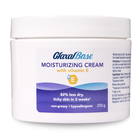 Glaxal Base Moisturizing Cream, Vitamin E for Dry, Itchy Skin, Hypoallergenic & Paraben-Free, With Vitamin E, Made in Canada, 250 g