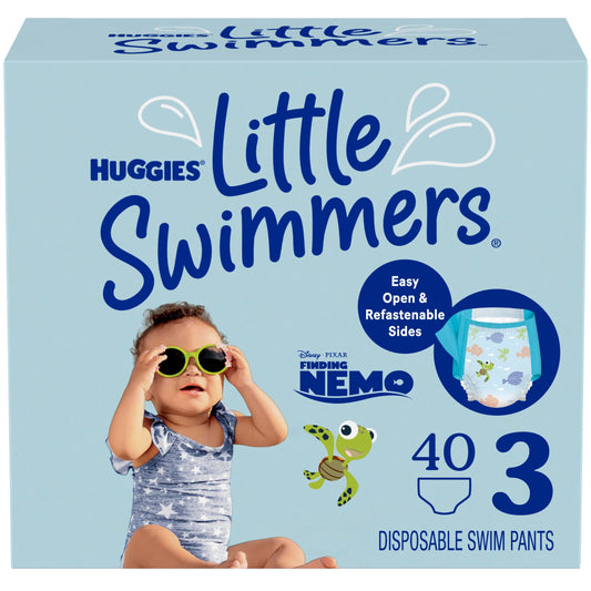 HUGGIES Disposable Swim Diapers - Size 3 Small, Huggies Little Swimmers, 40 ct
