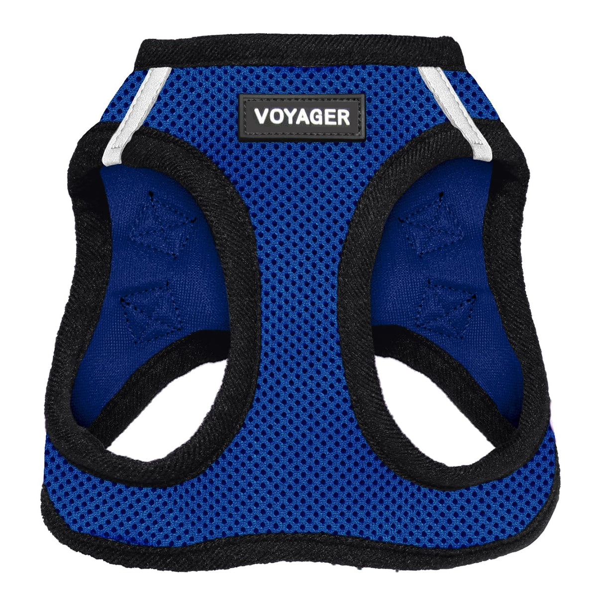 Voyager Step-in Air Dog Harness - All Weather Mesh, Reflective, No Pull Harness for Small, Medium Dogs, Cats - Secure with Hook & Loop Fastener, Buckle, Double D-Rings - Royal Blue/Black Trim, XXXS