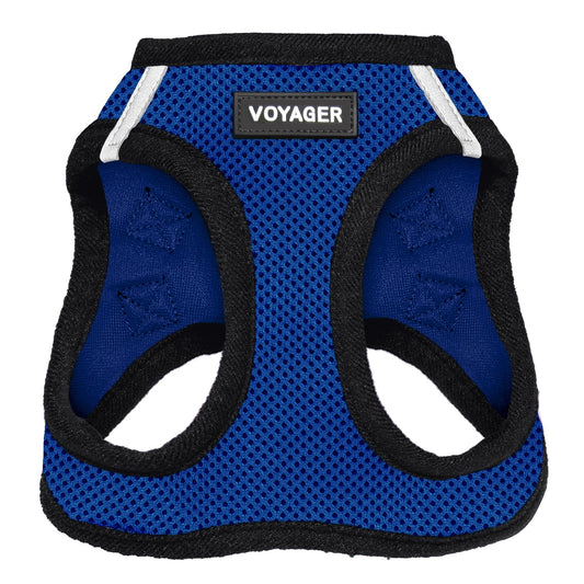 Voyager Step-in Air Dog Harness - All Weather Mesh, Reflective, No Pull Harness for Small, Medium Dogs, Cats - Secure with Hook & Loop Fastener, Buckle, Double D-Rings - Royal Blue/Black Trim, XXXS