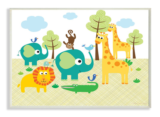 The Kids Room by Stupell Jungle Animal rectangle Wall Plaque