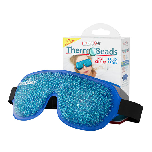 ProActive Dual Zone Reusable Hot or Cold Gel Bead Therapy Ice Pack Eye Mask with Adjustable Straps | Microwavable, Gel Beads - Ideal for Migraine, Sleep, Puffy Eyes, Inflamation, Headache Relief