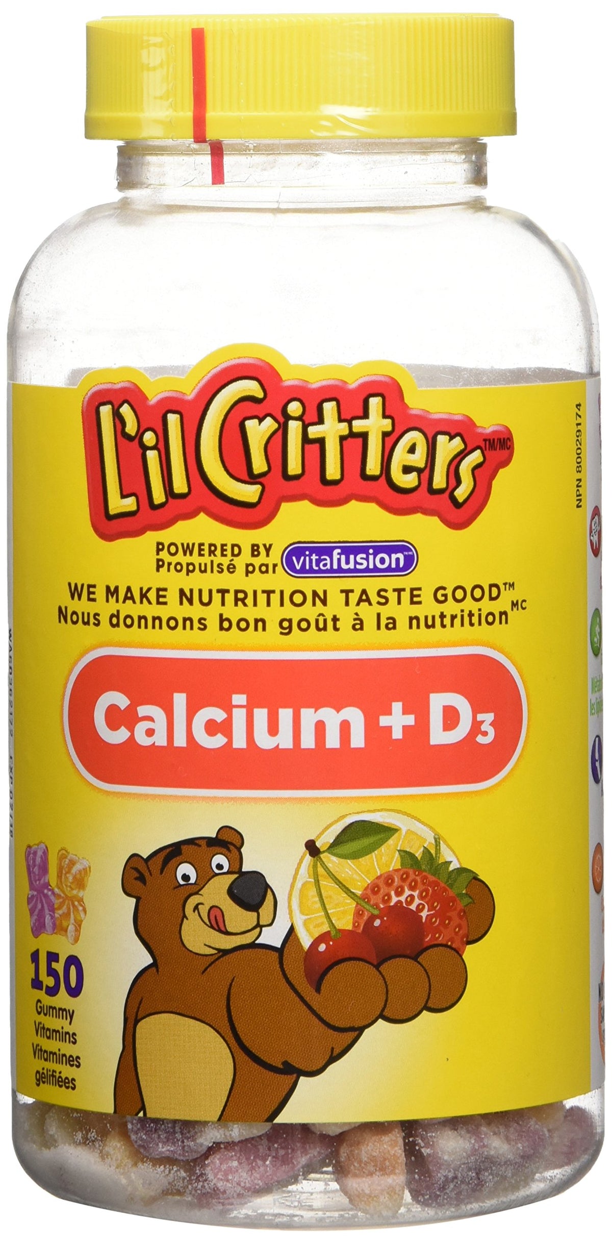 L'il Critters Calcium + D Kids Vitamin Gummies, for healthy development, Naturally Sourced Colors & 3 Delicious Flavors, 150 Count (2.5 Month Supply)
