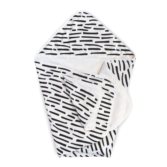 Tiny Twinkle Kaffle Hooded Towel Set for Infants and Babies - Ultra Soft, Super Absorbent, Thick and Plush (Ink Strokes)