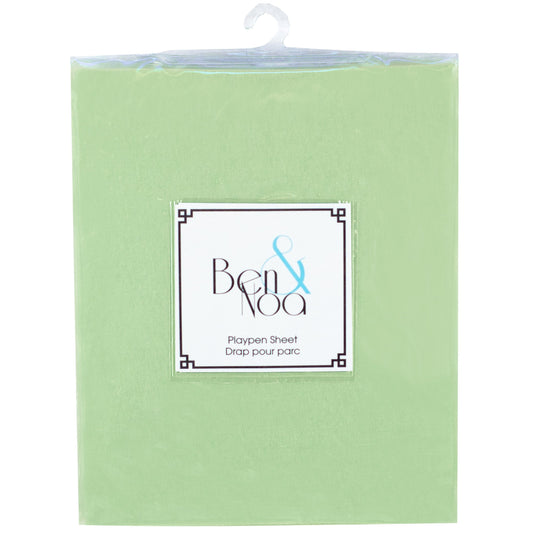 Ben & Noa Pack N Play Playard Sheet, 100% Breathable Jersey Cotton, Made in Canada, Sage