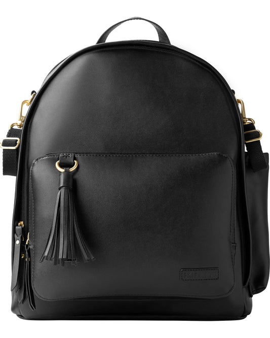 Skip Hop Diaper Bag Backpack: Greenwich Multi-Function Baby Travel Bag with Changing Pad and Stroller Straps, Vegan Leather, Black