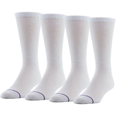 PEDS Women's Diabetic Crew Socks with Non-Binding Top and Cushion Sole 4 Pairs, White, 7-10
