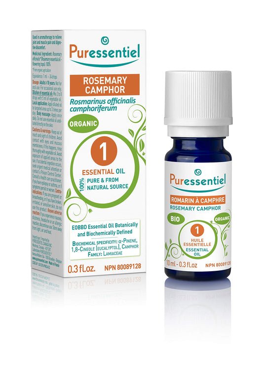 PURESSENTIEL - Rosemary Camphor Bio Essential Oil - Muscle Soothing & Energizing - 10ml
