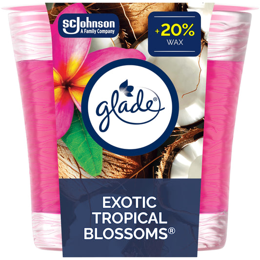 Glade Scented Candle, Exotic Tropical Blossoms, 1-Wick Candle, Air Freshener Infused with Essential Oils for Home Fragrance, 1 Count